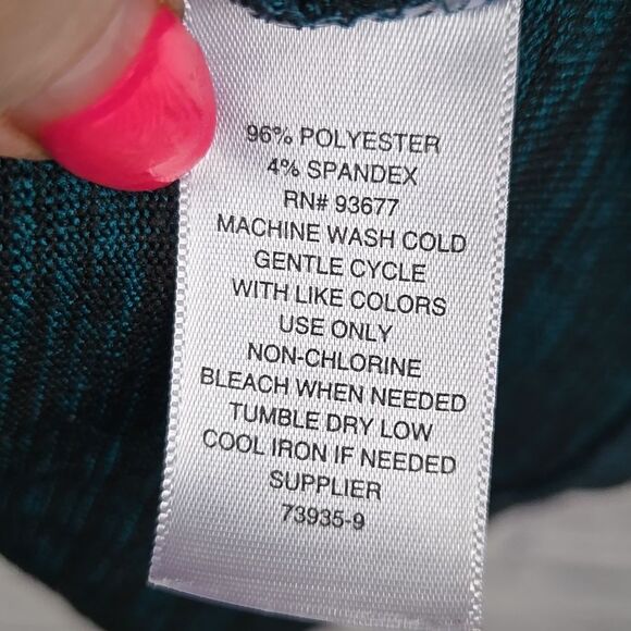 Xersion Plus 3X Womens Sweater Long Sleeve Stretch Cutout V Neck Teal Green Top - Picture 7 of 9